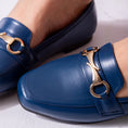 Load image into Gallery viewer, Classic Buckle Flats-dark blue