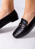 Load image into Gallery viewer, Square Toe Studded Flats-black