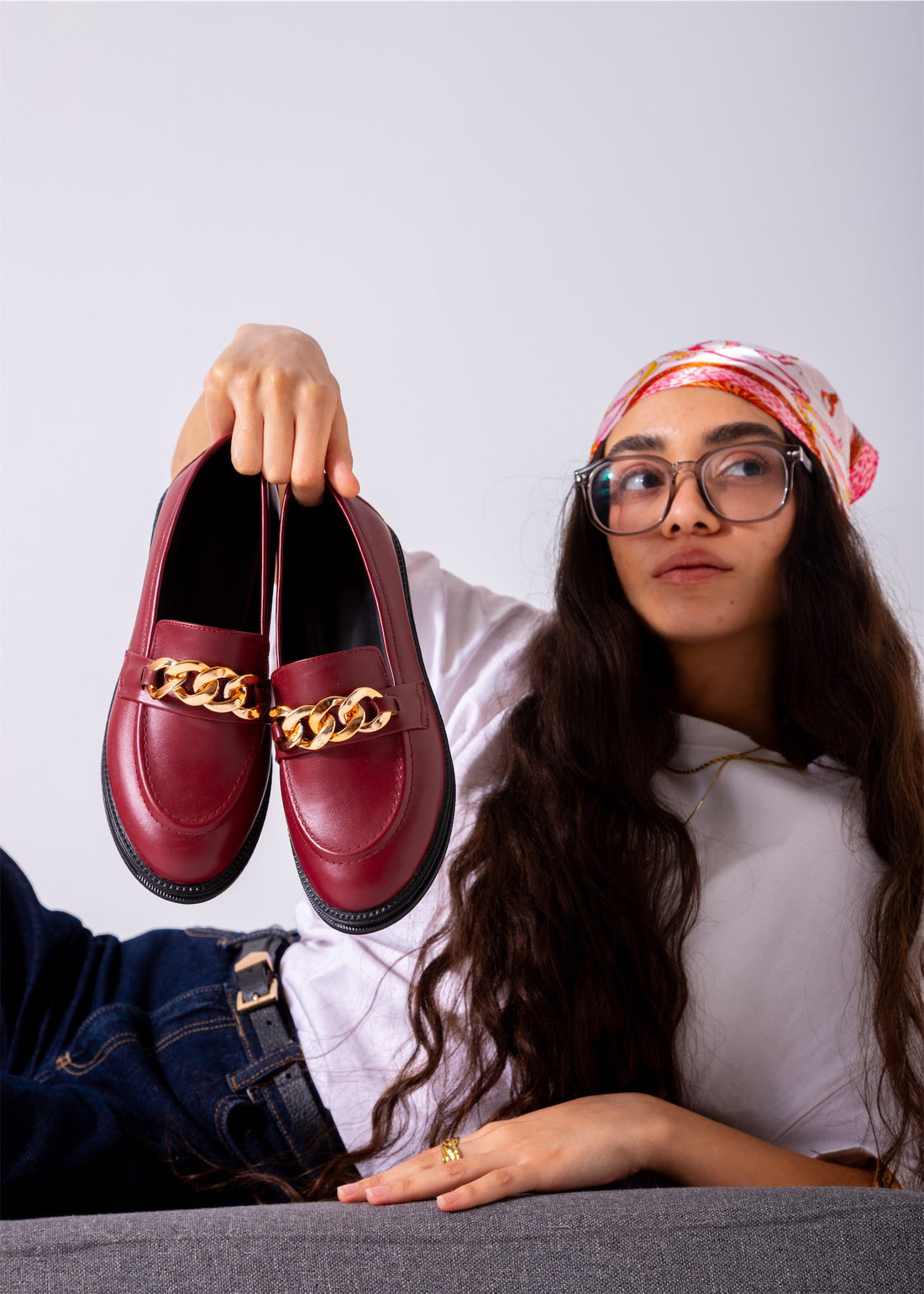 Chunky Chain Loafers-marron