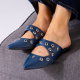 Load image into Gallery viewer, Studded Pointed Backless Mule-dark blue