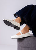 Load image into Gallery viewer, Shimmer Mary Flats-white