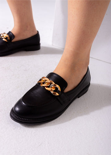 Chunky Chain Loafers-black