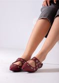 Load image into Gallery viewer, Studded Pointed Backless Mule-marron