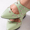 Load image into Gallery viewer, Studded Pointed Backless Mule-mint green