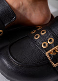 Load image into Gallery viewer, Metallic Studded Buckle Clogs-black