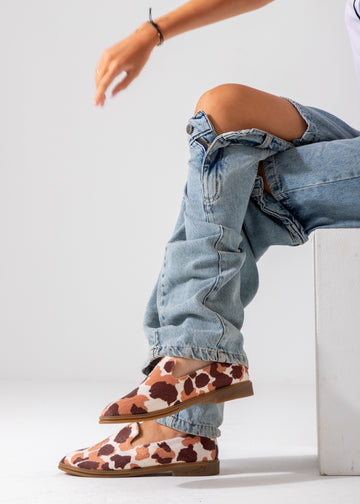 Animal Print Slip-On Flat-orange
