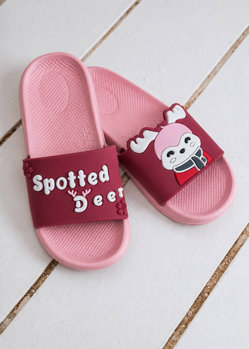 Spotted Deer Cartoon Slide - red