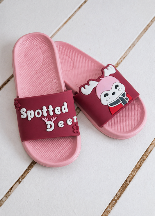 Spotted Deer Cartoon Slide - red