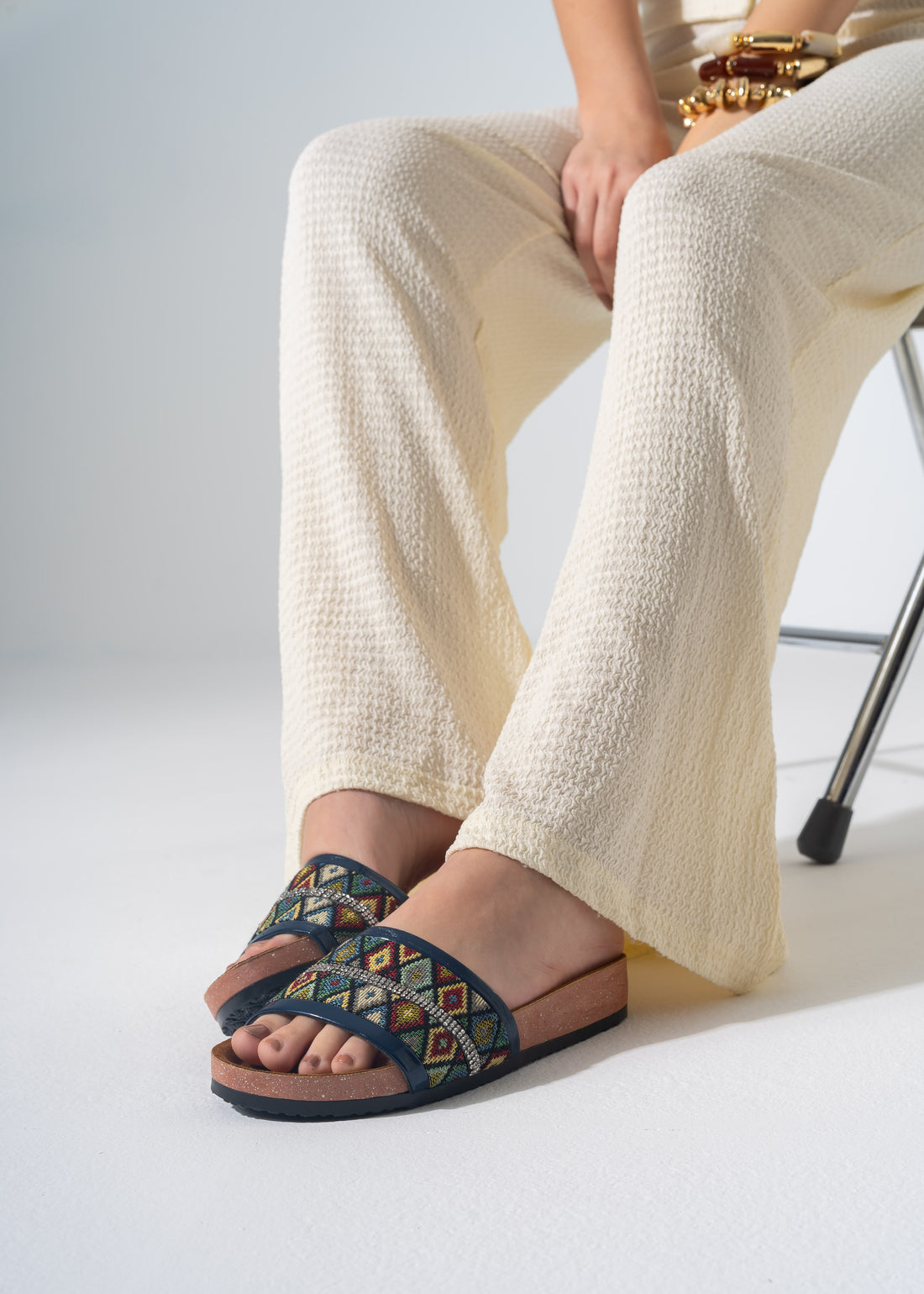 Ethnic Pattern Slipper - DARK BLUE