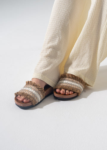 Boho Fringe Slides - CAFE