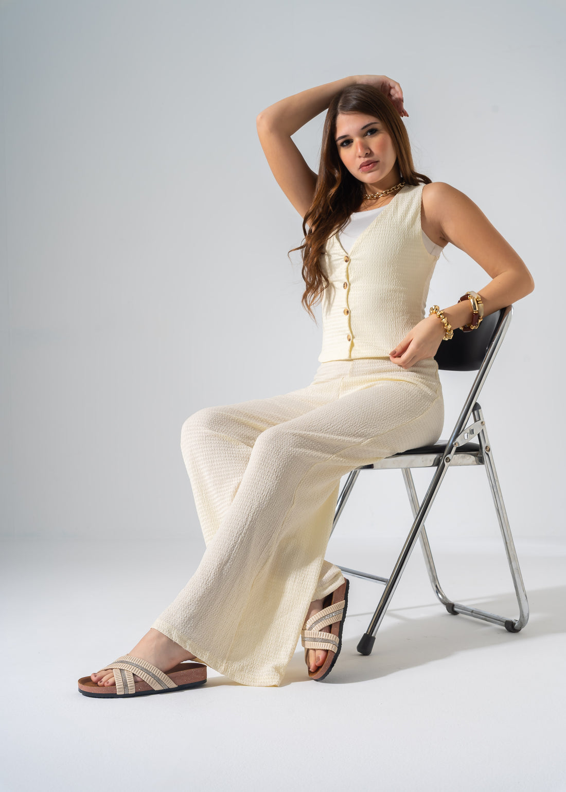 Starlight Criss-Cross Slipper - BEIGE