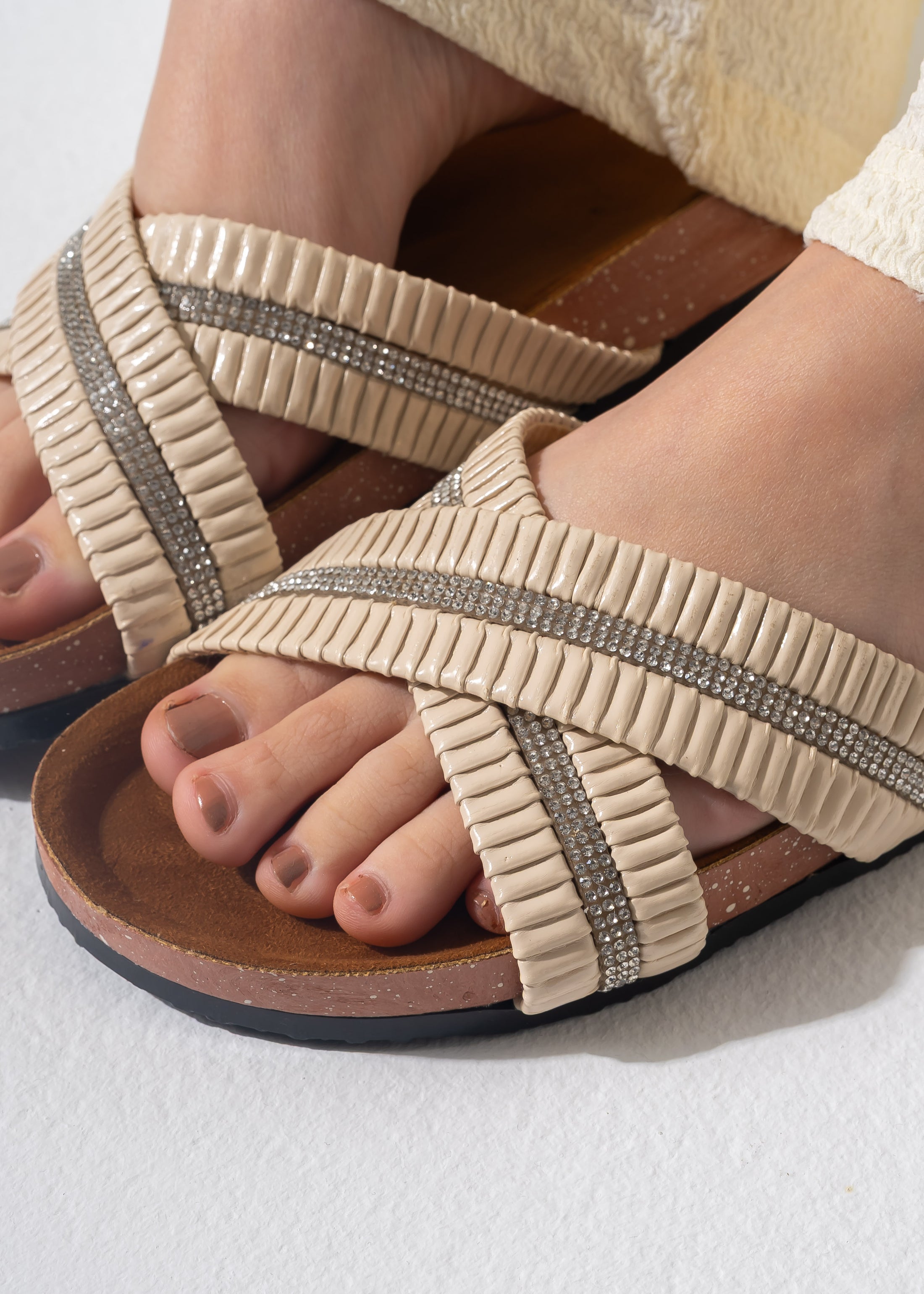 Starlight Criss-Cross Slipper - BEIGE