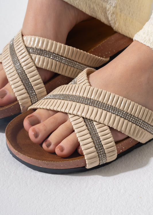 Starlight Criss-Cross Slipper - BEIGE