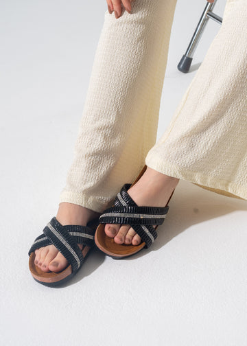 Starlight Criss-Cross Slipper - BLACK