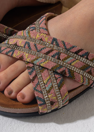 Crystal Boho Slipper - PINK