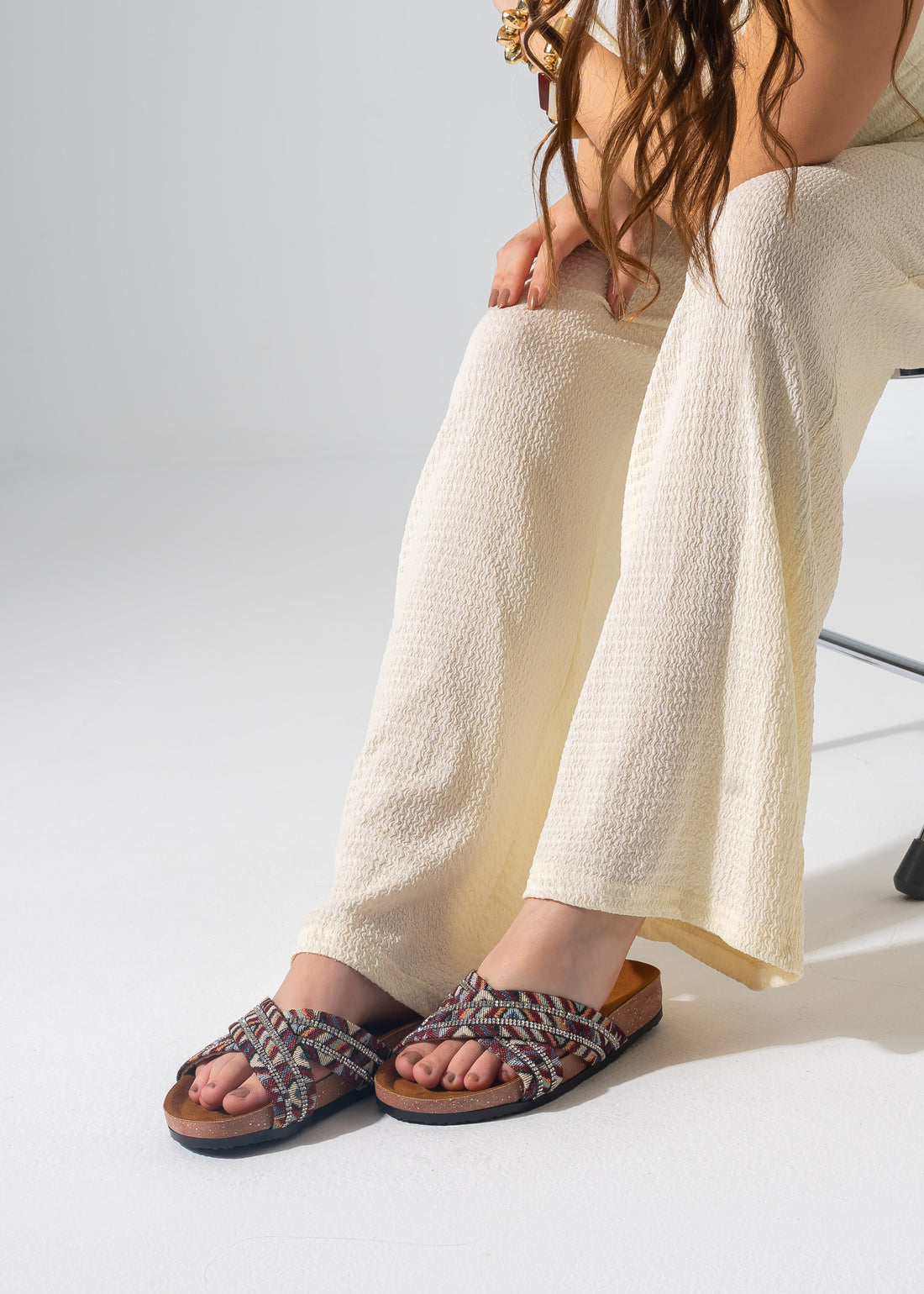 Crystal Boho Slipper - MARRON