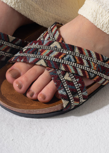 Crystal Boho Slipper - MARRON