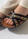 Load image into Gallery viewer, Metallic Ribbed Slides - BLACK
