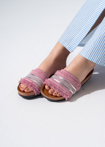 Tassel Trim Sliders - PINK