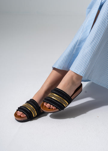 Tassel Trim Sliders - GOLD