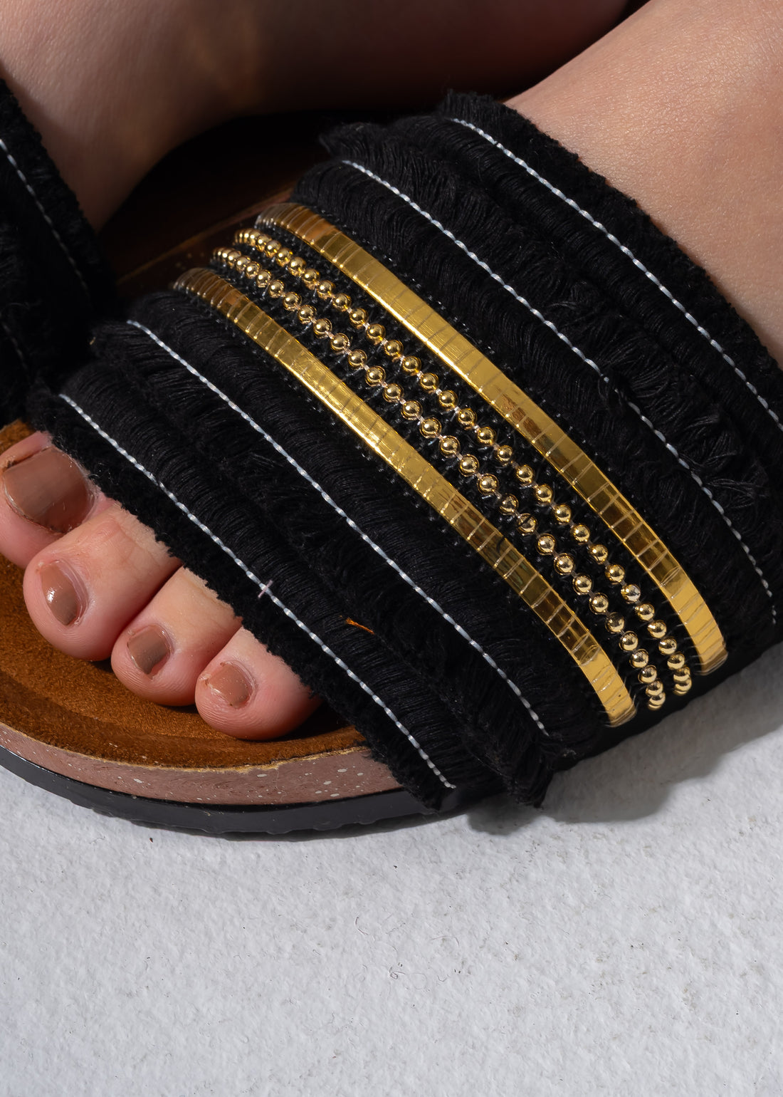 Tassel Trim Sliders - GOLD