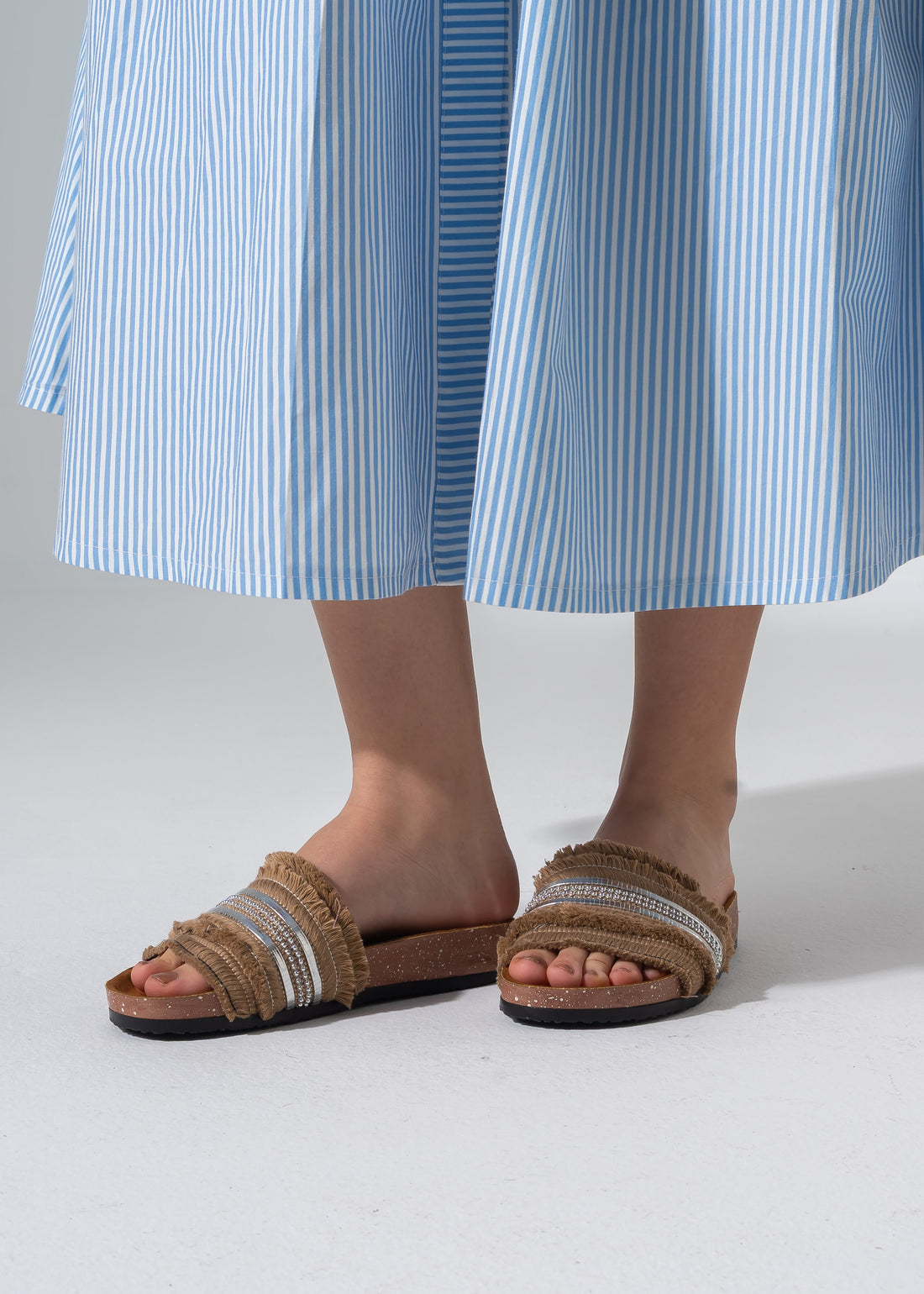 Tassel Trim Sliders - CAFE