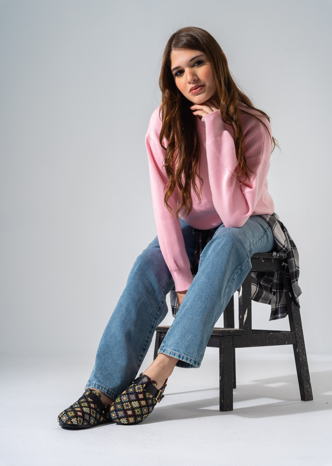 Boho Geometric Clogs - BLACK