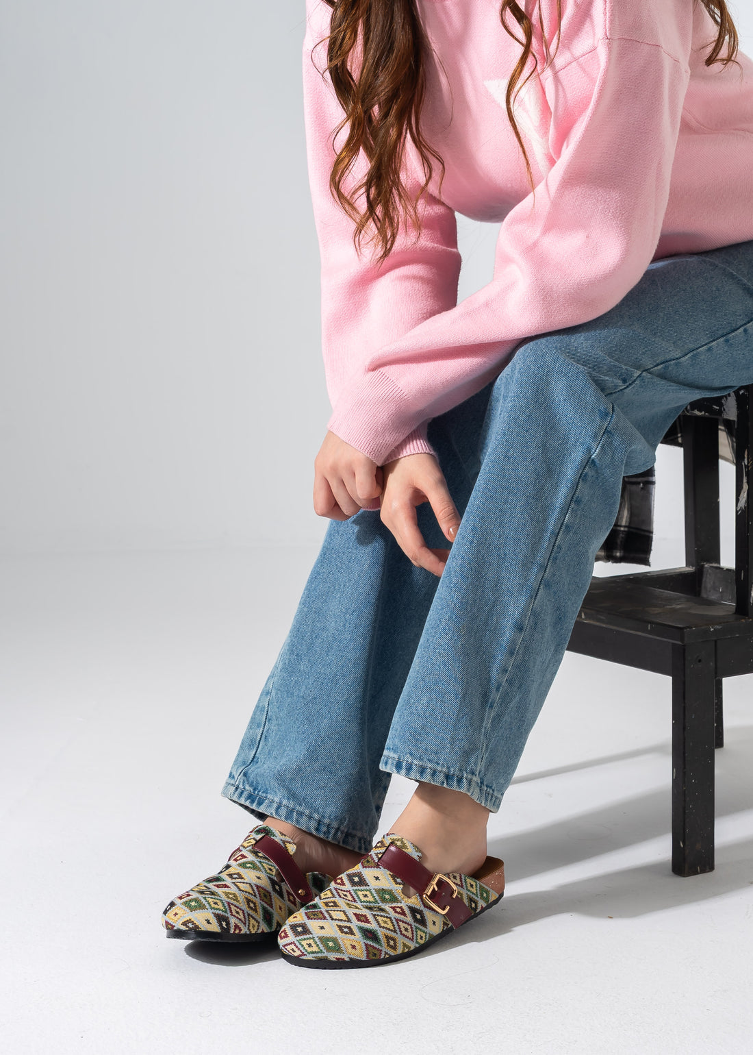 Boho Geometric Clogs - MARRON