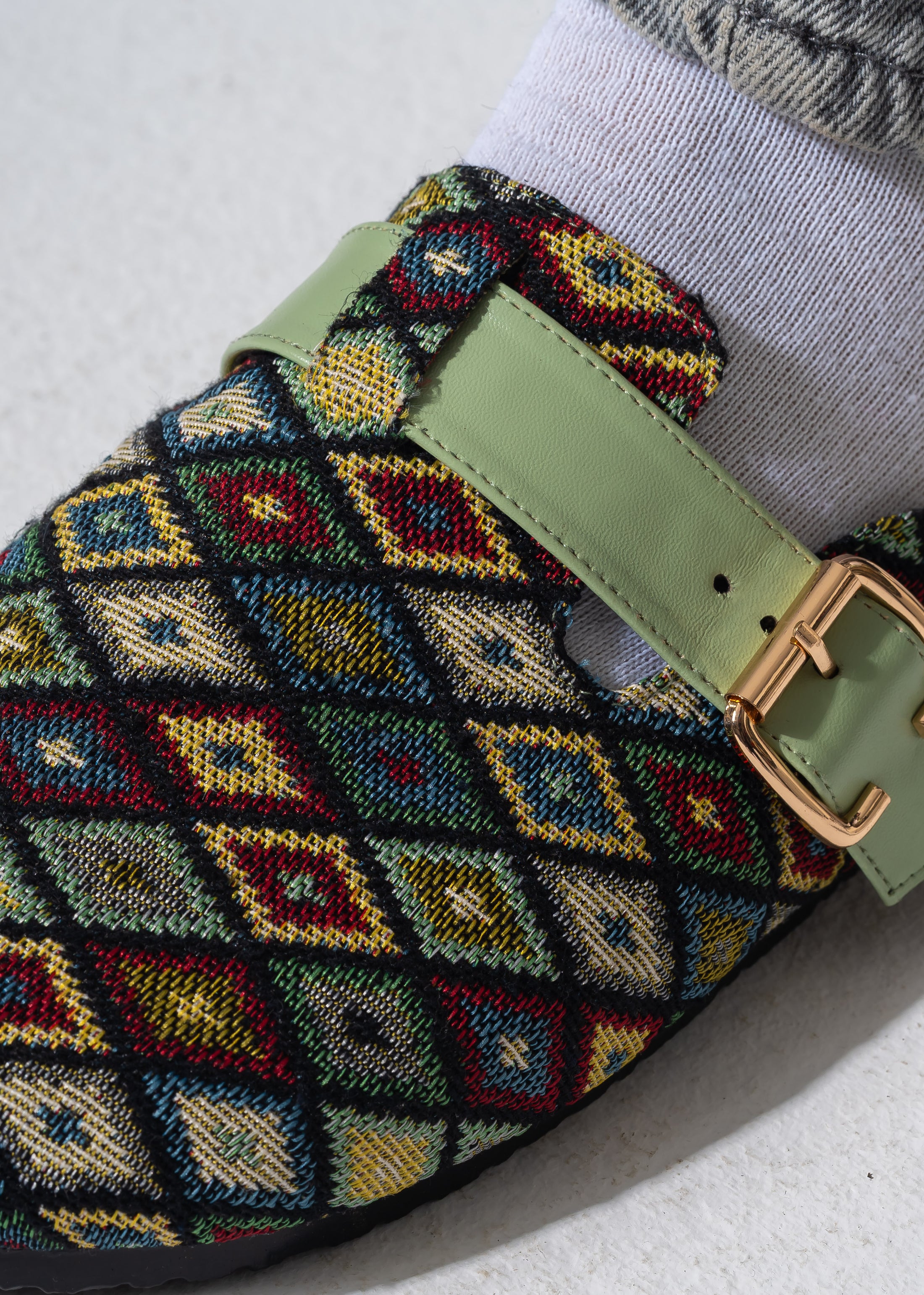 Boho Geometric Clogs - DARK GREEN