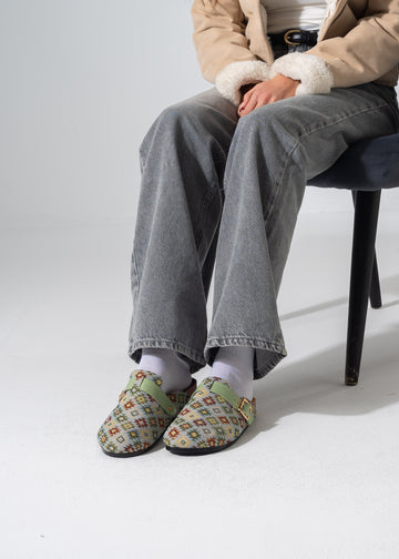 Boho Geometric Clogs - LIGHT GREEN