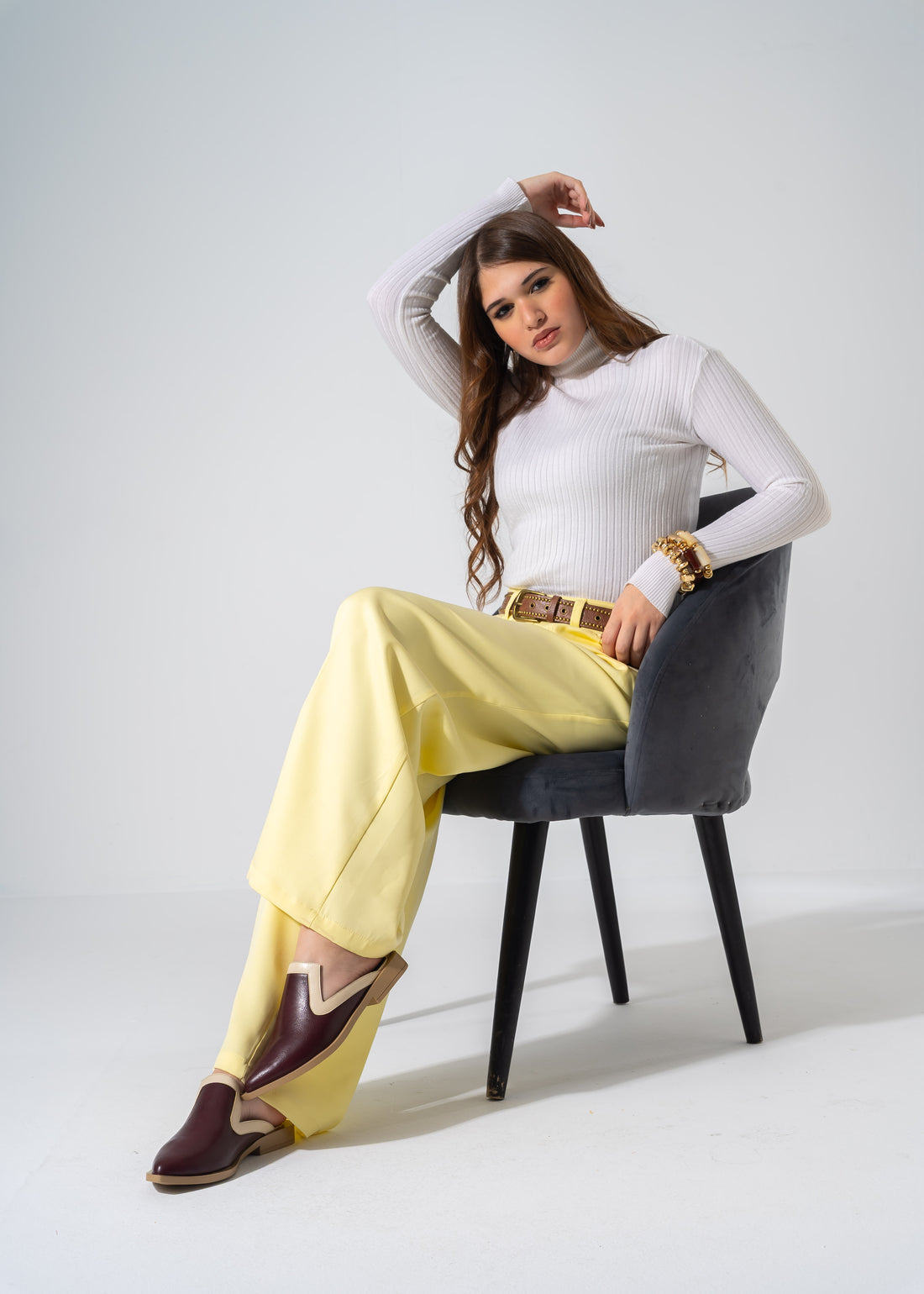 Textured Slip-on Mules - MARRON