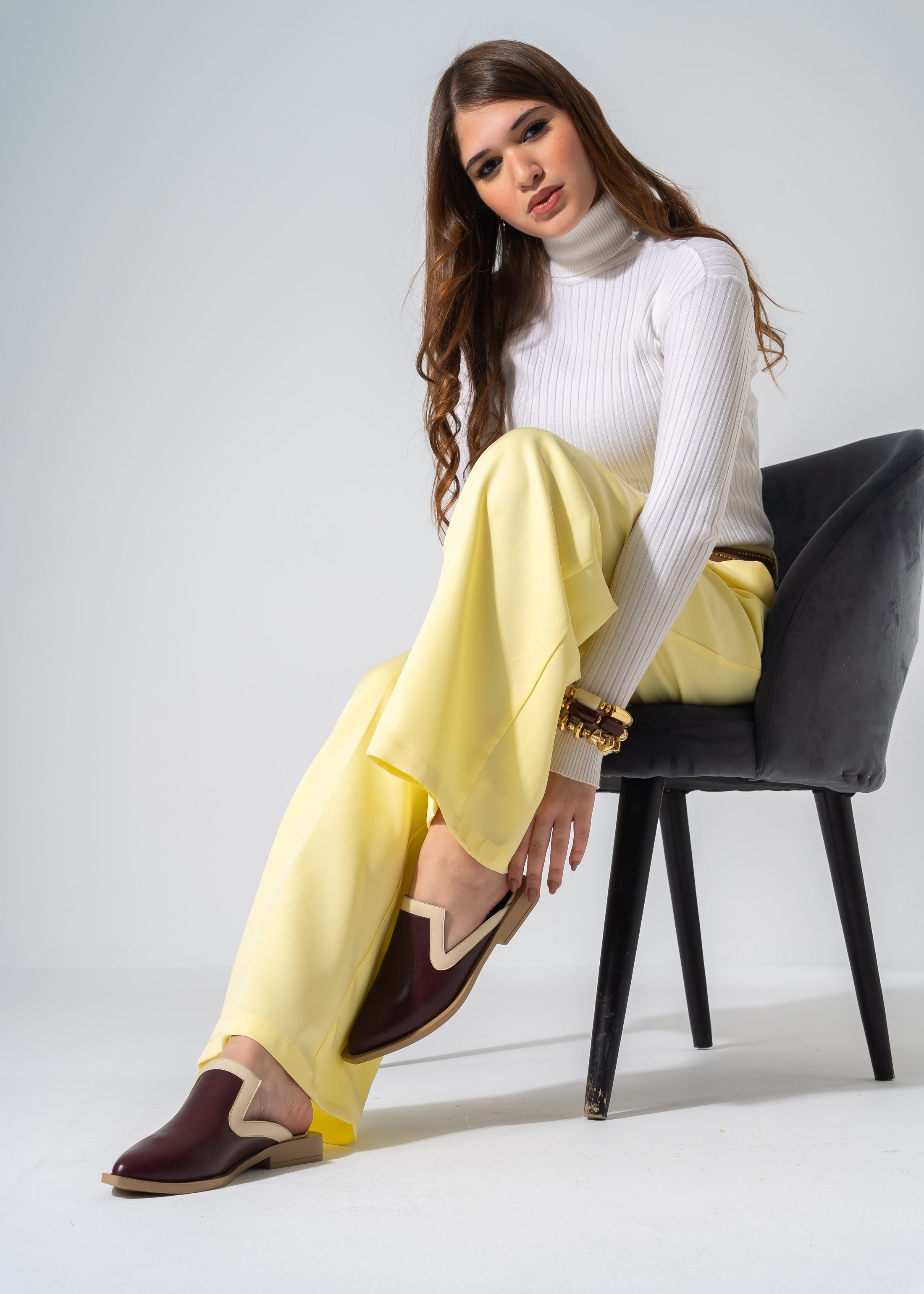 Textured Slip-on Mules - MARRON
