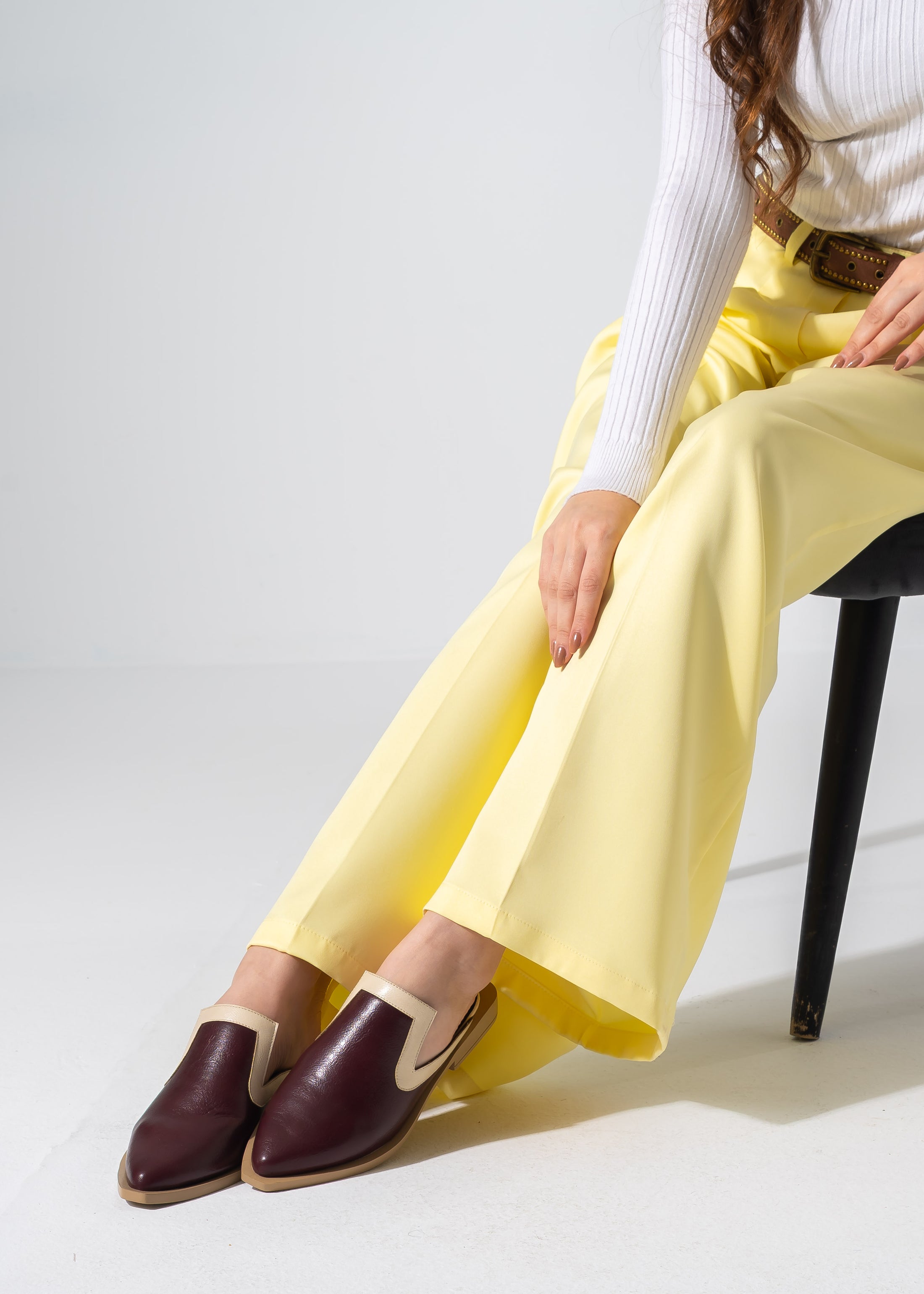 Textured Slip-on Mules - MARRON