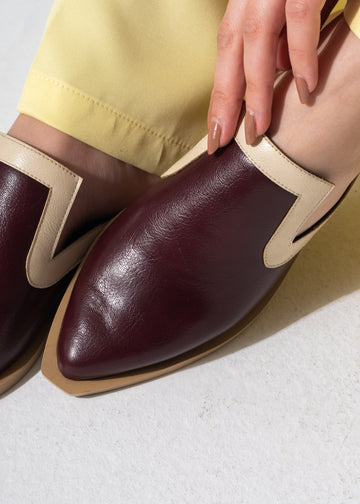Textured Slip-on Mules - MARRON