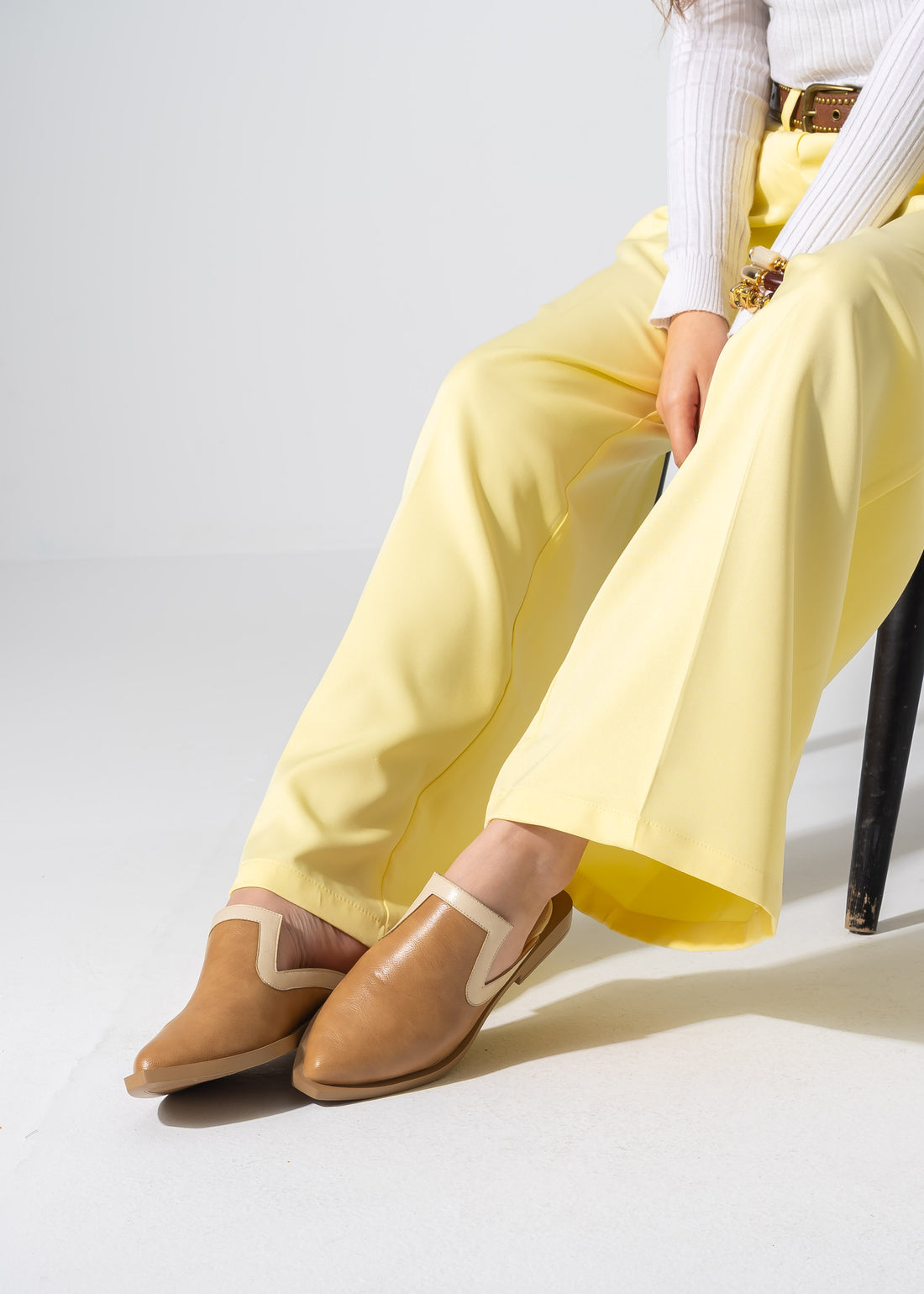 Textured Slip-on Mules - CAFE