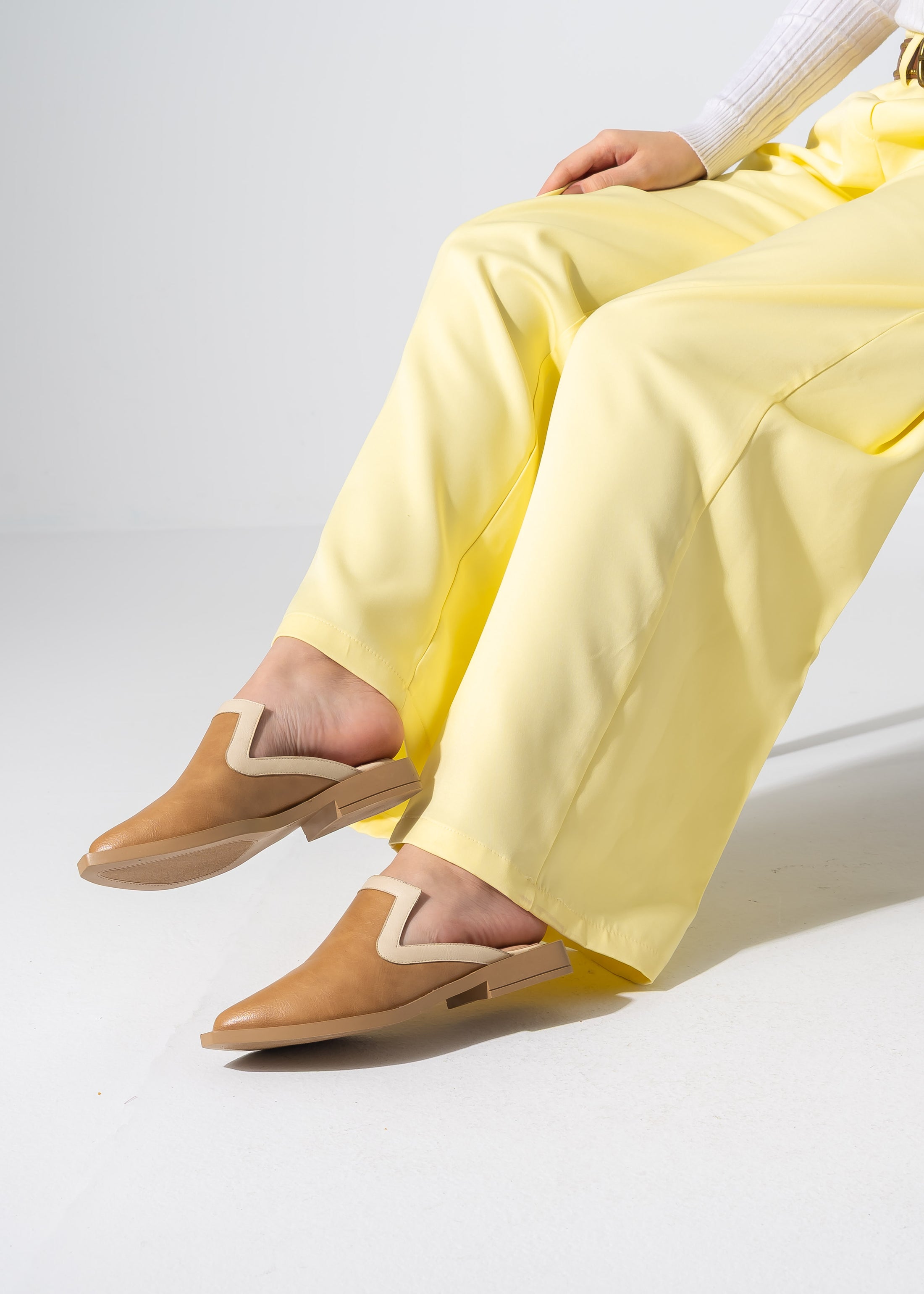 Textured Slip-on Mules - CAFE