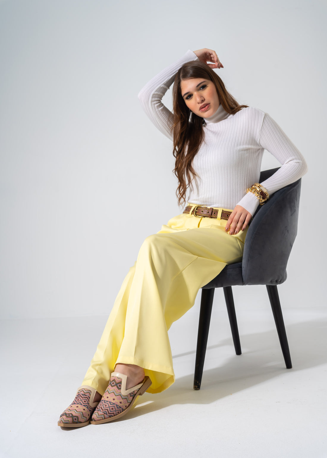 Mixed-Finish Pointed Mules - BEIGE