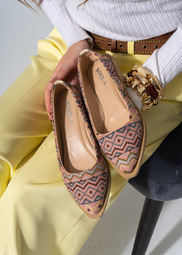 Boho Geometric Flats - PINK