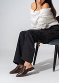 Load image into Gallery viewer, V-Cut Textured Flat Mules - BROWN
