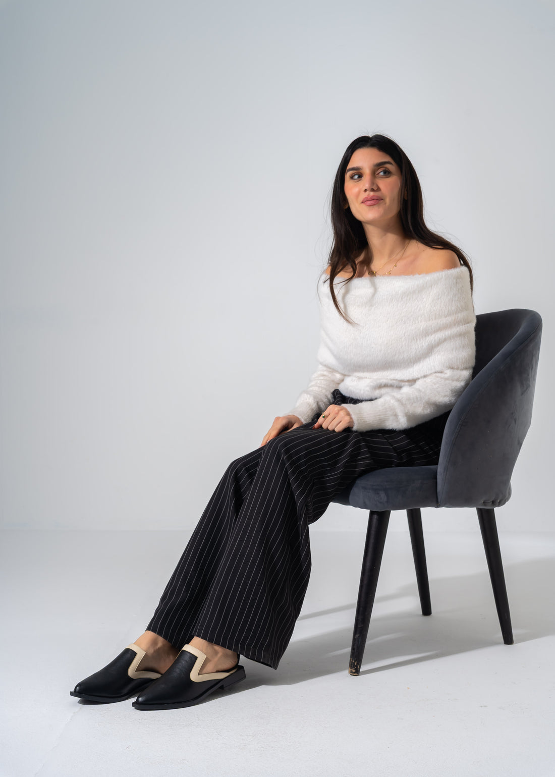 Textured Slip-on Mules - BLACK