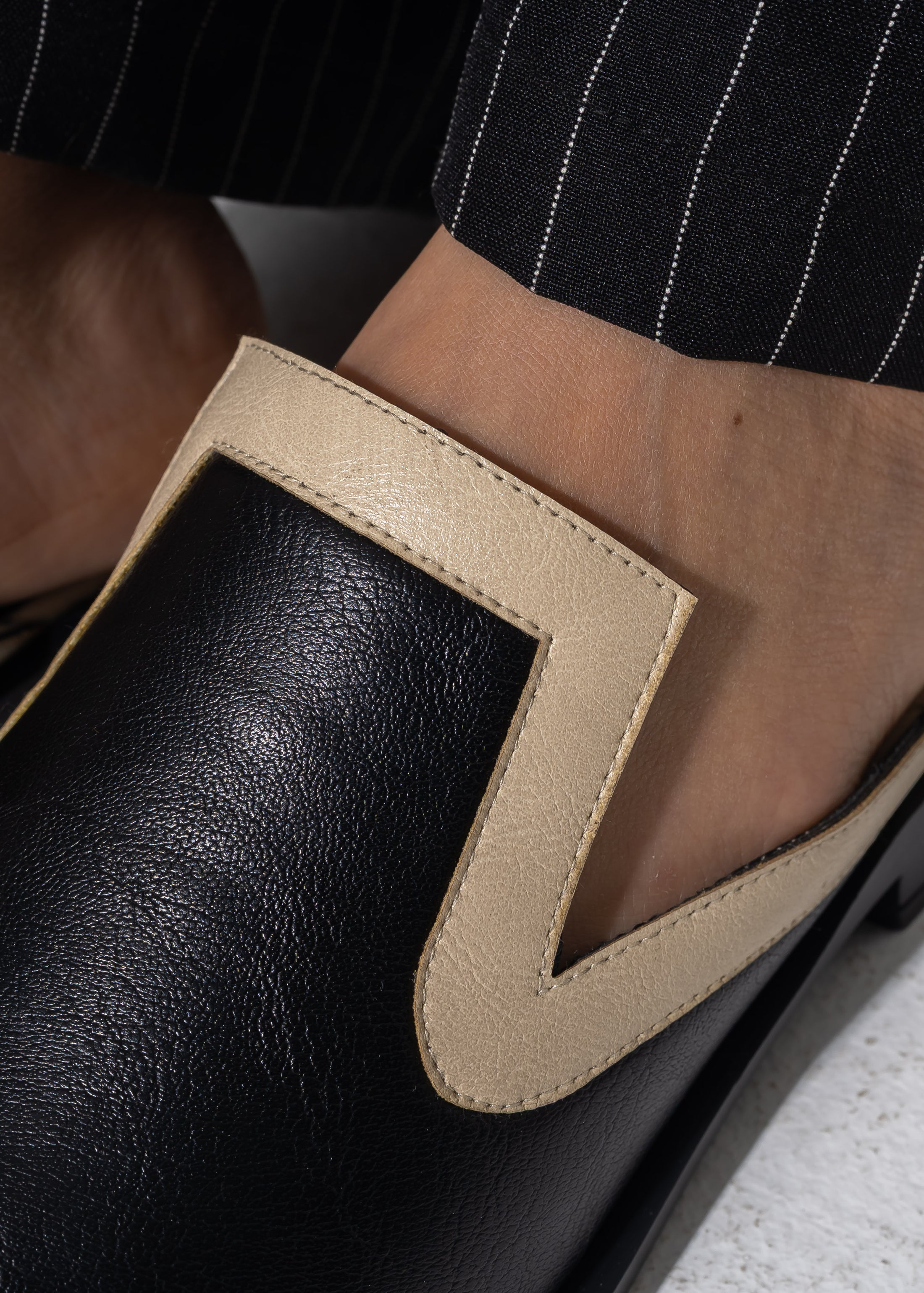 Textured Slip-on Mules - BLACK