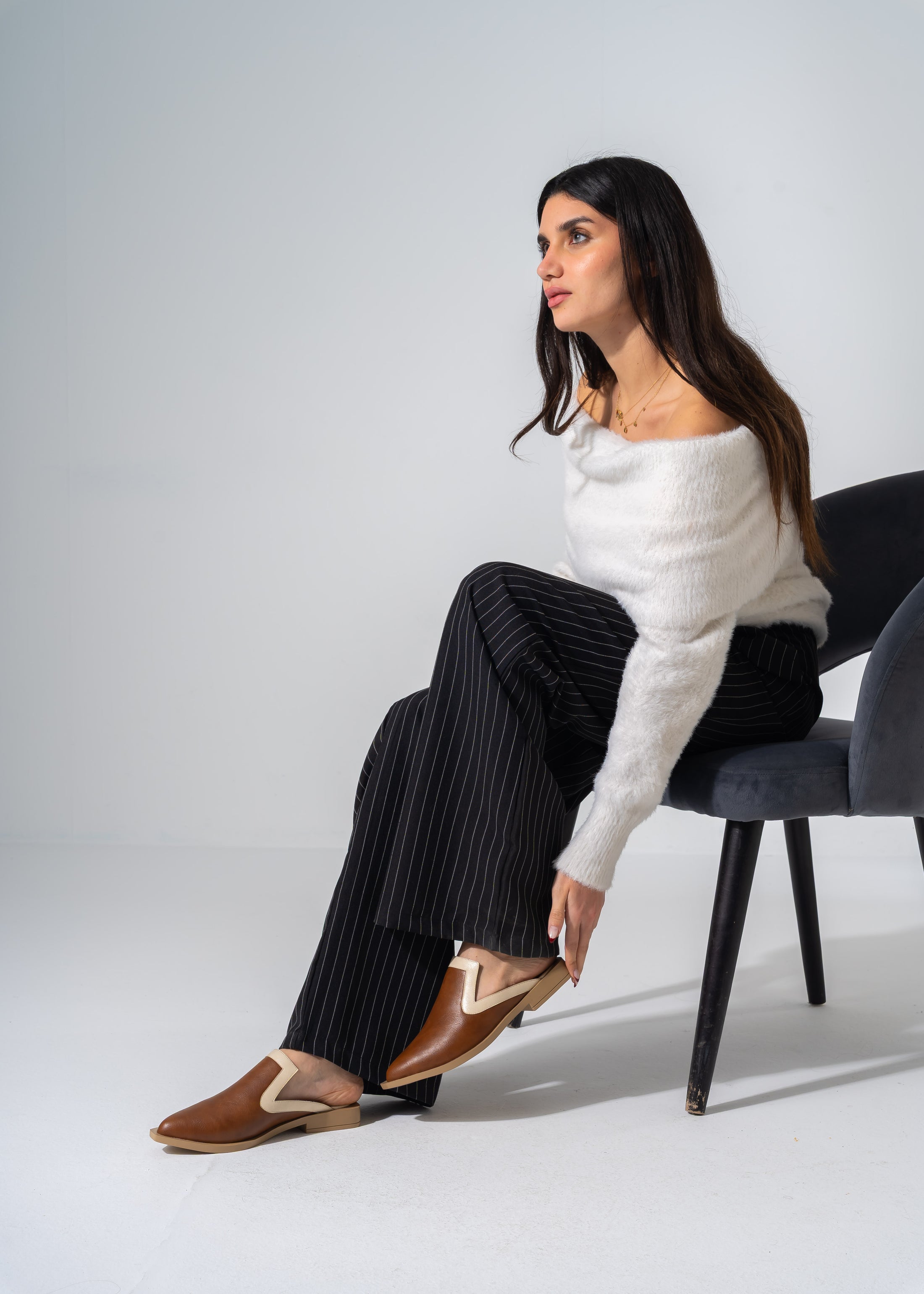 Textured Slip-on Mules - CAMEL