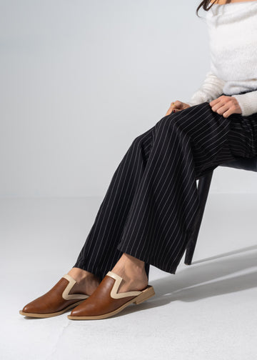 Textured Slip-on Mules - CAMEL