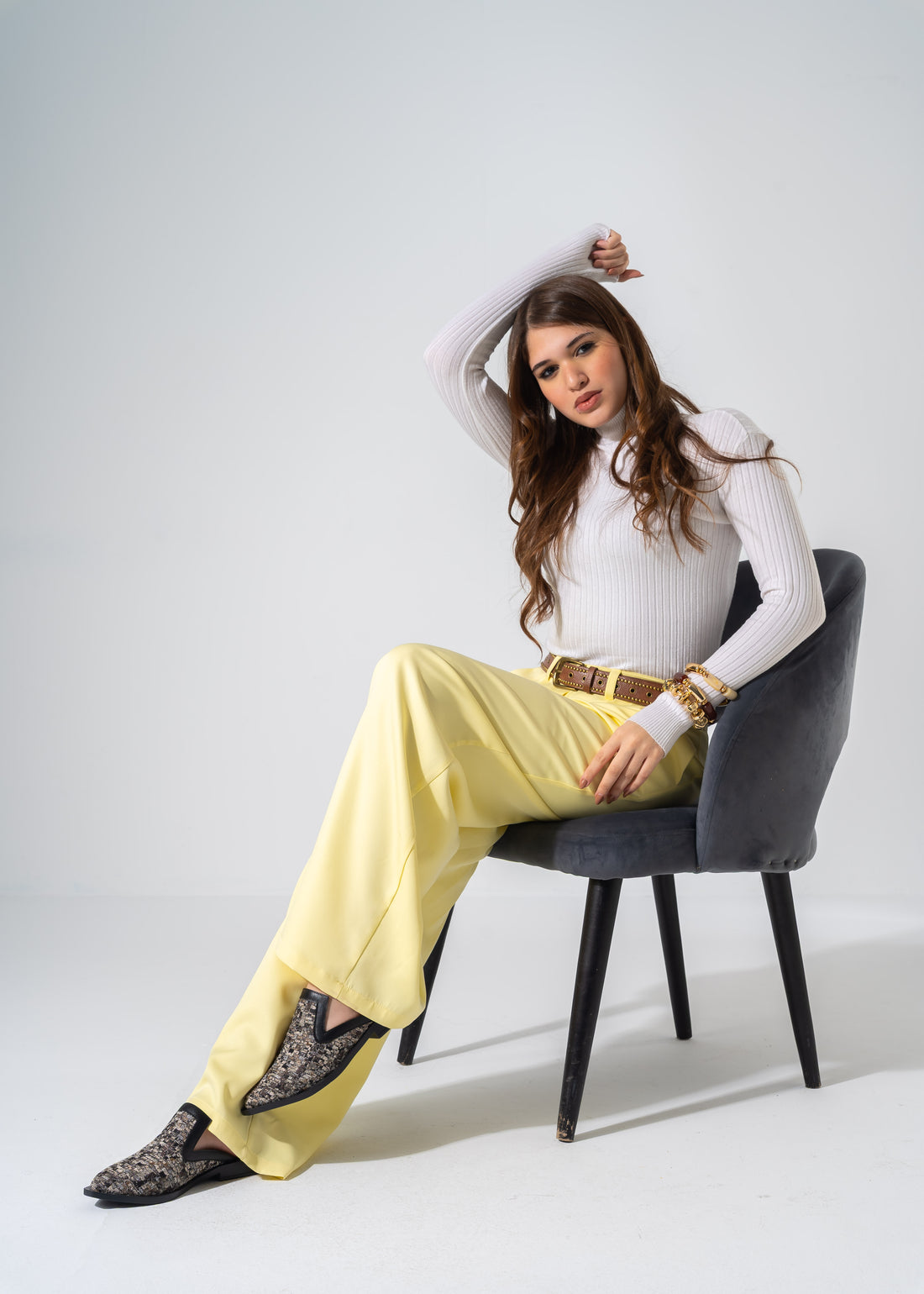 Luxe Patterned Slip-On Mules - BLACK