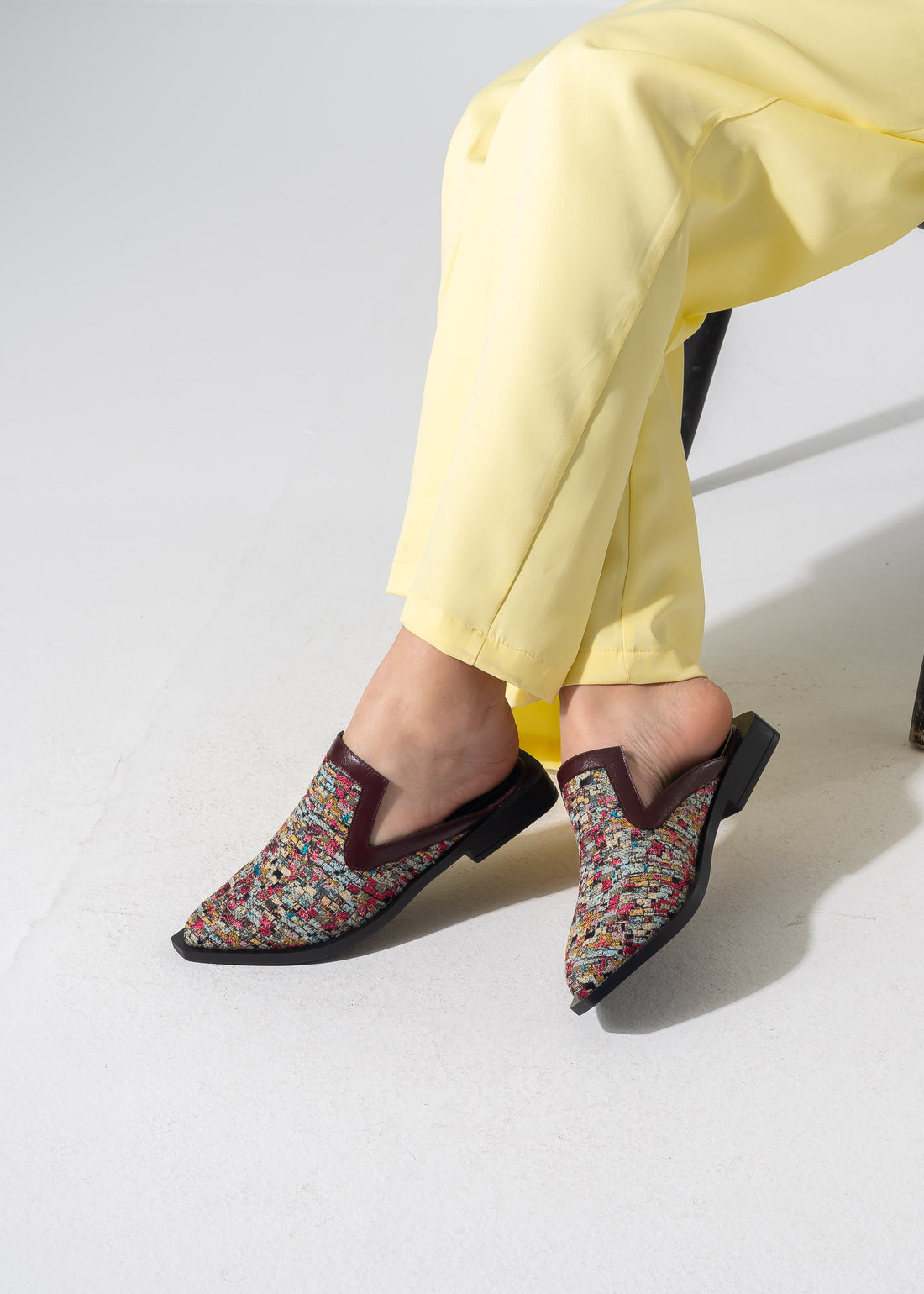 Luxe Patterned Slip-On Mules - MARRON