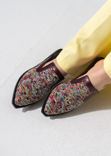 Luxe Patterned Slip-On Mules - MARRON