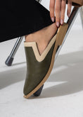 Load image into Gallery viewer, Textured Slip-on Mules - OLIVE
