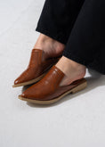 Load image into Gallery viewer, V-Cut Textured Flat Mules - CAMEL
