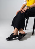Load image into Gallery viewer, V-Cut Textured Flat Mules - BLACK
