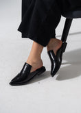 Load image into Gallery viewer, V-Cut Textured Flat Mules - BLACK
